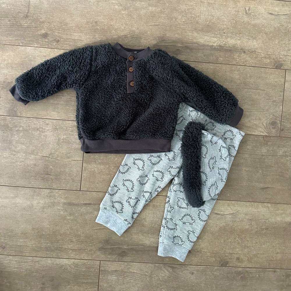 Chick Pea 3-6M Baby Boy 3 Pc Matching Outfit Set dino & fleece
